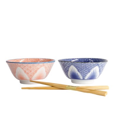 TDS, Bowl Giftset, 2-piece set, Lily Flower, Red/Blue, Ø 14.8x6.8cm 550ml, Item No. 22639