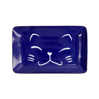 TDS, Sushi Plate, Kawaii, Lucky Cat, Blue, 21 x 13.5 cm - Item No. 22661