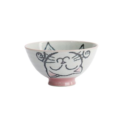 TDS, Rice Bowl, Kawaii Neko Cat, Pink, Ø 11.5 x 6.2cm 300ml - Item No. 2343