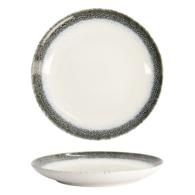 Dessert Plate Monte Negro White, Anthracite, Stoneware, &Oslash; 21 cm. Height 2.5 cm