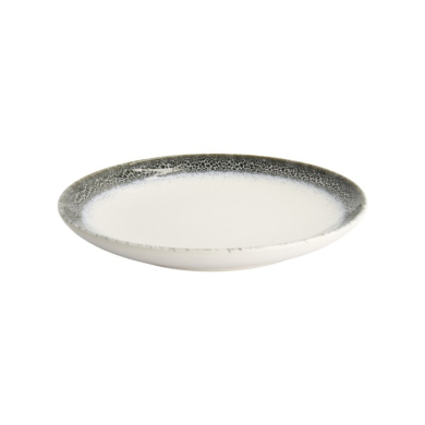 Dessert Plate Monte Negro White, Anthracite, Stoneware, Ø 21 cm. Height 2.5 cm, Item No. 24345
