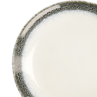 Dessert Plate Monte Negro White, Anthracite, Stoneware, Ø 21 cm. Height 2.5 cm, Item No. 24345