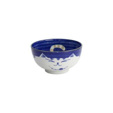 Rice Bowl Kawaii Katze Neko Blue, Porcelain, 800 ml, Item No. 2469
