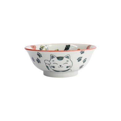 Ramenschale Kawaii Lucky Cat Neko Rot, Porzellan, Ø 20,8 cm, Art.-Nr. 33011