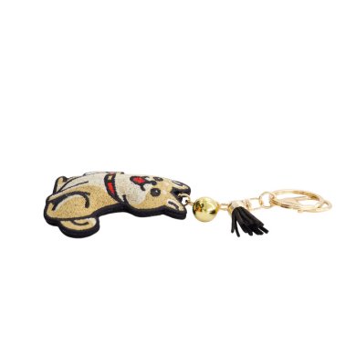 Patch Keychain Shiba-Dog Brown, White, Felt, Item No. 33122
