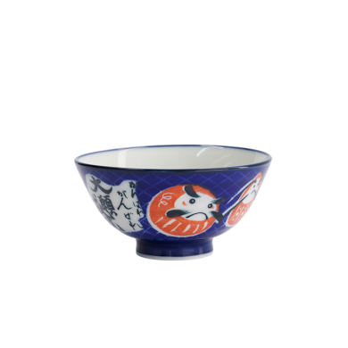 TDS, Rice Bowl, Kawaii, Daruma, Blue, Ø 11.5x6cm 300ml, Item No. 33203