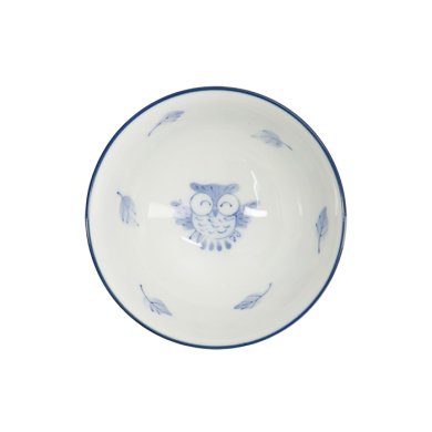 TDS, Rice Bowl, Kawaii, Owl, Blue/White, Ø 11.5x6cm 300ml, Item No. 33207