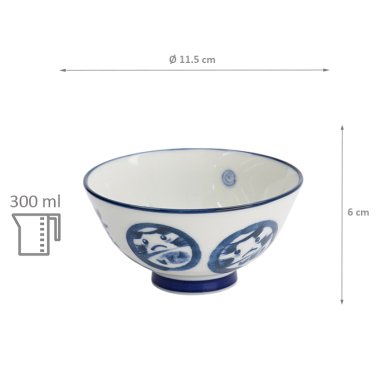 TDS, Reis-Schale, Kawaii, Daruma, Blau/Weiß, Ø 11,5x6cm 300ml,  Art Nr. 33209