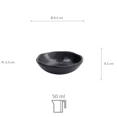 TDS, Saucenschale, Melamine Iwate Black , Ø 8,2x2,3cm 50ml, Art.-Nr. 33283