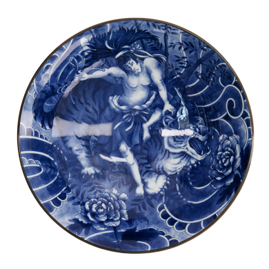 TDS, Bowl, Yakuza, Tiger, Blue/White, Ø 25.2x7.7cm 1600ml, Item No. 33340