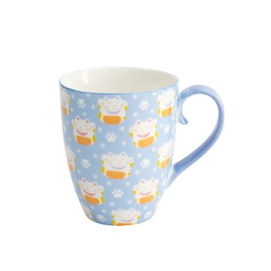 TDS, Mug, Kawaii Lucky Cat, W/ Giftbox, Blue, Ø8.5x10.2cm 380ml , Item No. 33358