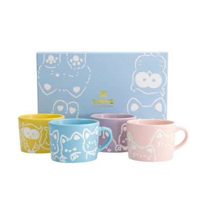 TDS, Tassen Geschenk-Set, Kawaii Animals, 4Stk, Ø 8 x 6cm, Art.-Nr. 33396