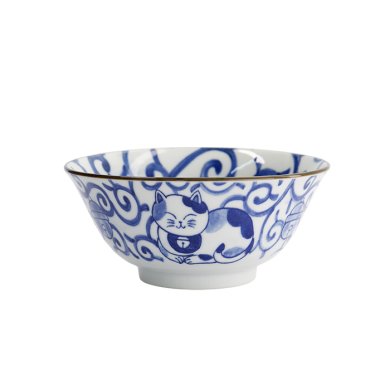 TDS, Tayo Bowl, Kawaii Cat Neko, Blue, Ø 14.9x6.7cm 500ml, Item No. 33414