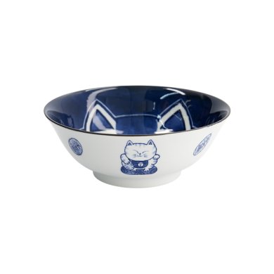 TDS, Ramen Bowl, Kawaii Cat Neko, Blue, Ø 19.7x7.5cm 1000ml, Item No. 33419