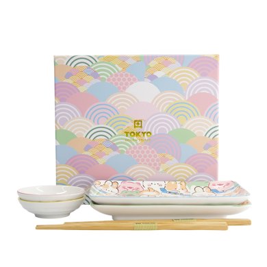 TDS, Sushi Set, Kawaii Animals, Geschenkset, 4-tlg. mit Essstäbchen, Art.-Nr. 33480