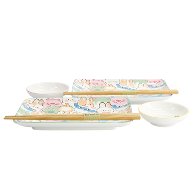 TDS, Sushi Set, Kawaii Animals, Geschenkset, 4-tlg. mit Essstäbchen, Art.-Nr. 33480