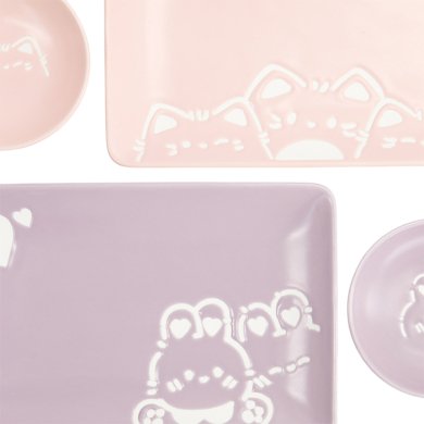 TDS, Sushi Set, Kawaii Rabbit Cat, Giftset, 4-piece set with Chopsticks, Item No. 33483