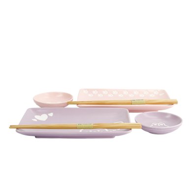 TDS, Sushi Set, Kawaii Rabbit Cat, Giftset, 4-piece set with Chopsticks, Item No. 33483