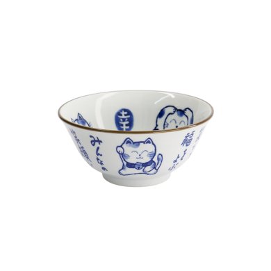 TDS, Tayo Bowl, Kawaii Cat Neko, Blue, Ø 14.9x6.7cm 500ml, Item No. 33484