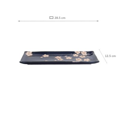 TDS, Rechteckiger Teller, Sakura, Navy, 28,5x12,5cm, Art.-Nr. 33490