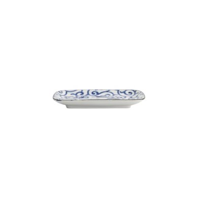 Rectangular Plate Kawaii Cat Neko E Blue, White, Porcelain, 16.3 × 10.2 cm, Item No. 33498