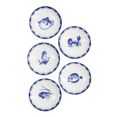 TDS, Sauce Bowl, Crab, Blue/White, Ø 9x2cm - Item No. 33558