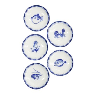 TDS, Sauce Bowl, Flounder, Blue/White, Ø 9x2cm - Item No. 33561