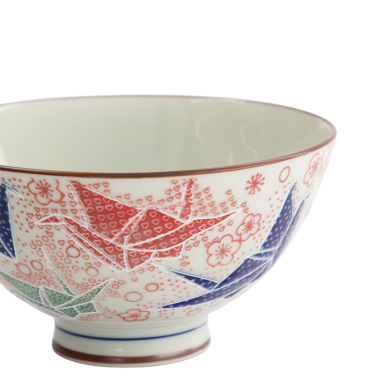 TDS, Rice Bowl, Kawaii Origami Crane, Ø 11.5x6cm 300ml, Red, Item No. 33591