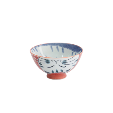 TDS, Rice Bowl, Kawaii Cat, Red, Ø 11.5x6cm 300ml, Item No. 33595