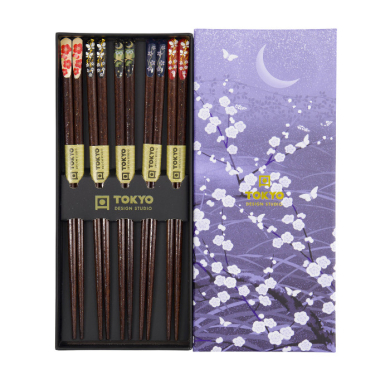 TDS, 5 Paar Essstäbchen, Geshenkset, Night Sakura, Art.-Nr. 33633
