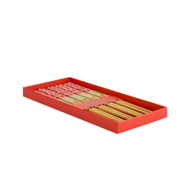 Chopstick Set Red Leaf, 5 pairs, Bamboo, Item No. 33643