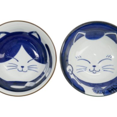 Tayo-Schalen-Set Kawaii Cat Geschenkset 2-tlg. mit Essstäbchen, Porzellan, 500 ml, Art.-Nr. 33692