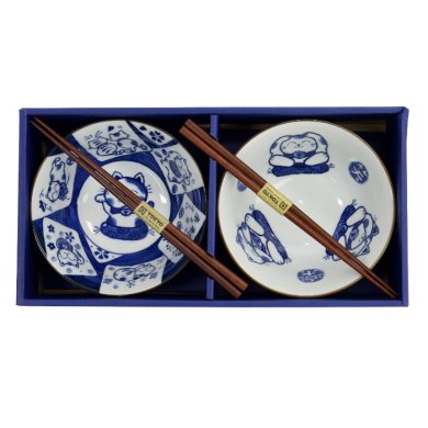 TDS, Tayo Bowl Set, Kawaii Cat Giftset 2-piece set w/chopsticks, Ø 14.9x6.7cm 500ml, Item No. 33694