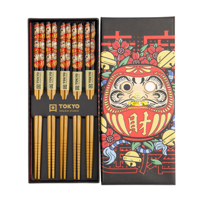TDS, Chopstick Giftset, 5 pair, Daruma, Item No. 33701