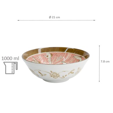 TDS, Ramen Schale, Crane, Rosa, Ø 21x7,8cm 1000ml, Art.-Nr. 33711