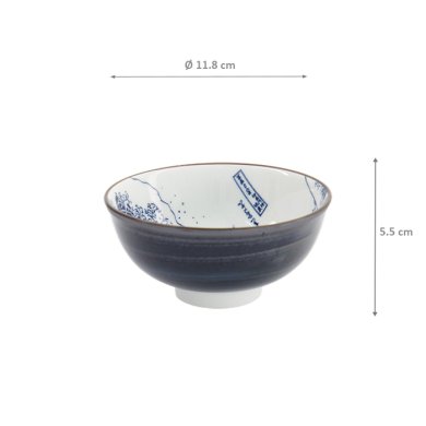 TDS, Rice Bowl, Hokusai, White/Blue, Ø 11.8 x 5.5 cm - Item No. 33730