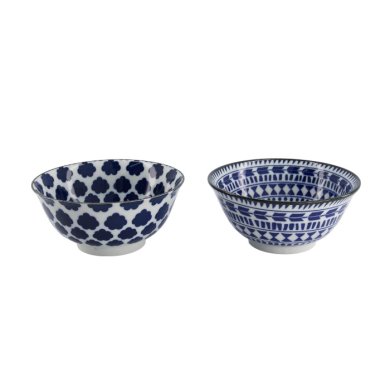 Tayo Bowl Mixed Gift Set with Chopsticks Blue, White, Porcelain, 500 ml, Item No. 33753