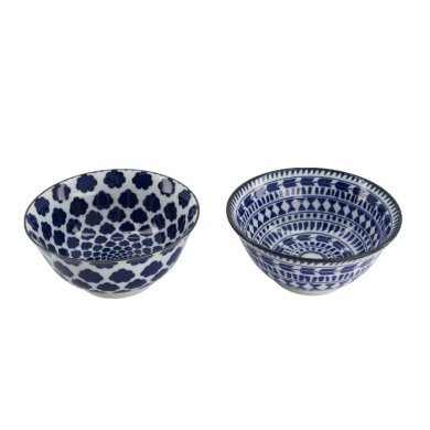 Tayo Bowl Mixed Gift Set with Chopsticks Blue, White, Porcelain, 500 ml, Item No. 33753