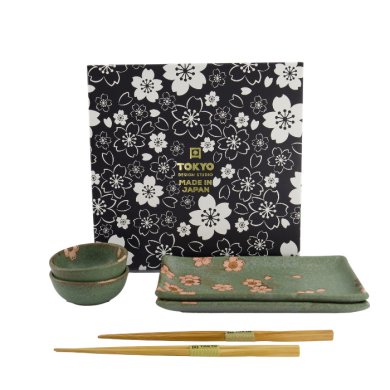 Sushi Set Sakura Green, 6pcs, Porcelain