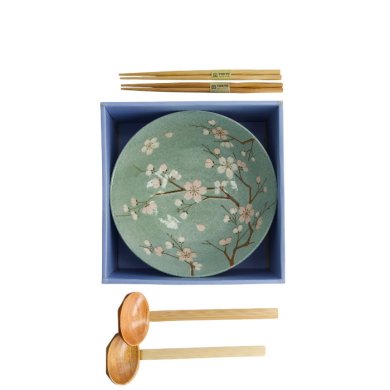 TDS, Ramen Schale Geschenkset, 6-tlg., Fujisakura, Grün, Ø 21x7,8cm 1000ml , Art.-Nr. 33785