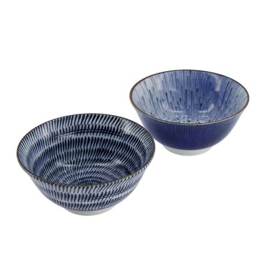 Tayo Bowl Gift Set with Chopsticks Blue, White, Porcelain, 550 ml, Item No. 33791