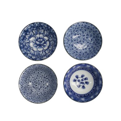 TDS, Tayo Bowl Giftset, 4-piece set, Hana Blue, White/Blue, Ø 15x7cm 500ml, Item No. 33811