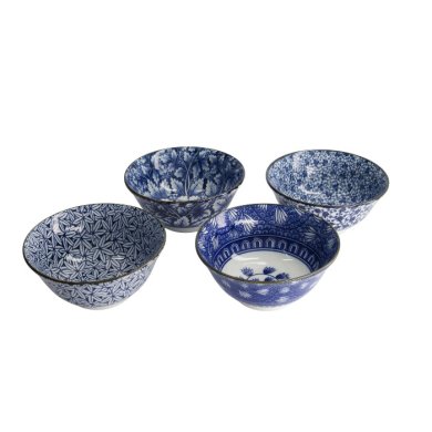 TDS, Tayo Bowl Giftset, 4-piece set, Hana Blue, White/Blue, Ø 15x7cm 500ml, Item No. 33811