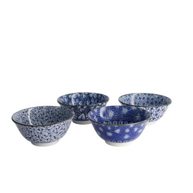 TDS, Tayo Bowl Giftset, 4-piece set, Hana Blue, White/Blue, Ø 15x7cm 500ml, Item No. 33811