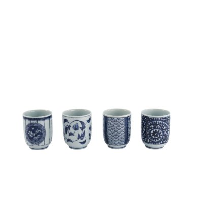 TDS, Teebecher Geschenk-Set, 4 Stk, Blau/Weiß, Ø 6,5x7,5cm 160ml, Art.-Nr. 33843