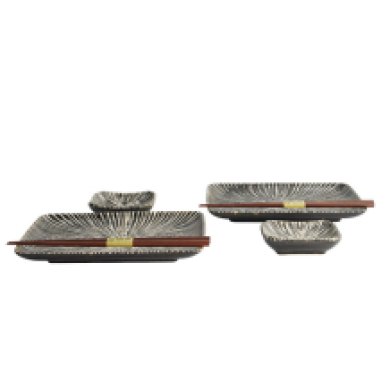 TDS, Sushi Set, Brown Tokusa, Giftset with Chopsticks, 6-piece set, Item No. 33847