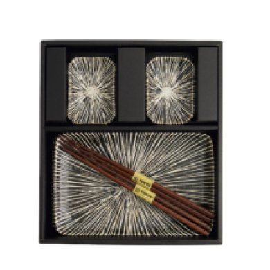 TDS, Sushi Set, Brown Tokusa, Giftset with Chopsticks, 6-piece set, Item No. 33847