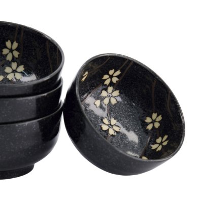TDS, Bowl Giftset, 4 Pcs, Sakura, Black, Ø 12.5x7cm 450ml, Item No. 33866