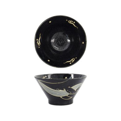 Rice Bowl Kawaii Black Whale, Porcelain, &Oslash; 16 cm