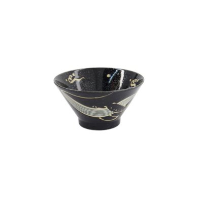 Rice Bowl Kawaii Black Whale, Porcelain, Ø 16 cm, Item No. 33946